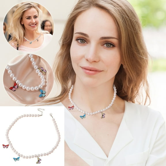 Cold Style Pearl Necklace Dream Color Clavicle Chain Short Ladies Necklace Romantic Valentine'S Day Gift For Women White One Size