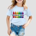 thumbnail image 2 of LUOGENLI T-Shirt pour Filles Enfants Mode Décontractée Imprimé Col Rond Manches Courtes T-Shirt Ample Ensemble Maxi 2 Pcs Bleu Clair 3-4 Ans, 2 of 4