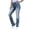 Blue, variant on Embroidered High Waisted Pocket Jeans For Women Fashion Full Length Denim Pants