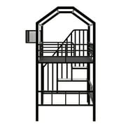 Euroco Twin Loft Bed with Cabinet, Solid Metal House Bed for Kids Teens, Black