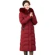 thumbnail image 4 of Abrigo ajustado de invierno por encima de la rodilla para mujer, parkas acolchadas de algodón, abrigos de invierno gruesos y cálidos con capucha de piel, ropa de abrigo blanca, 4 of 5