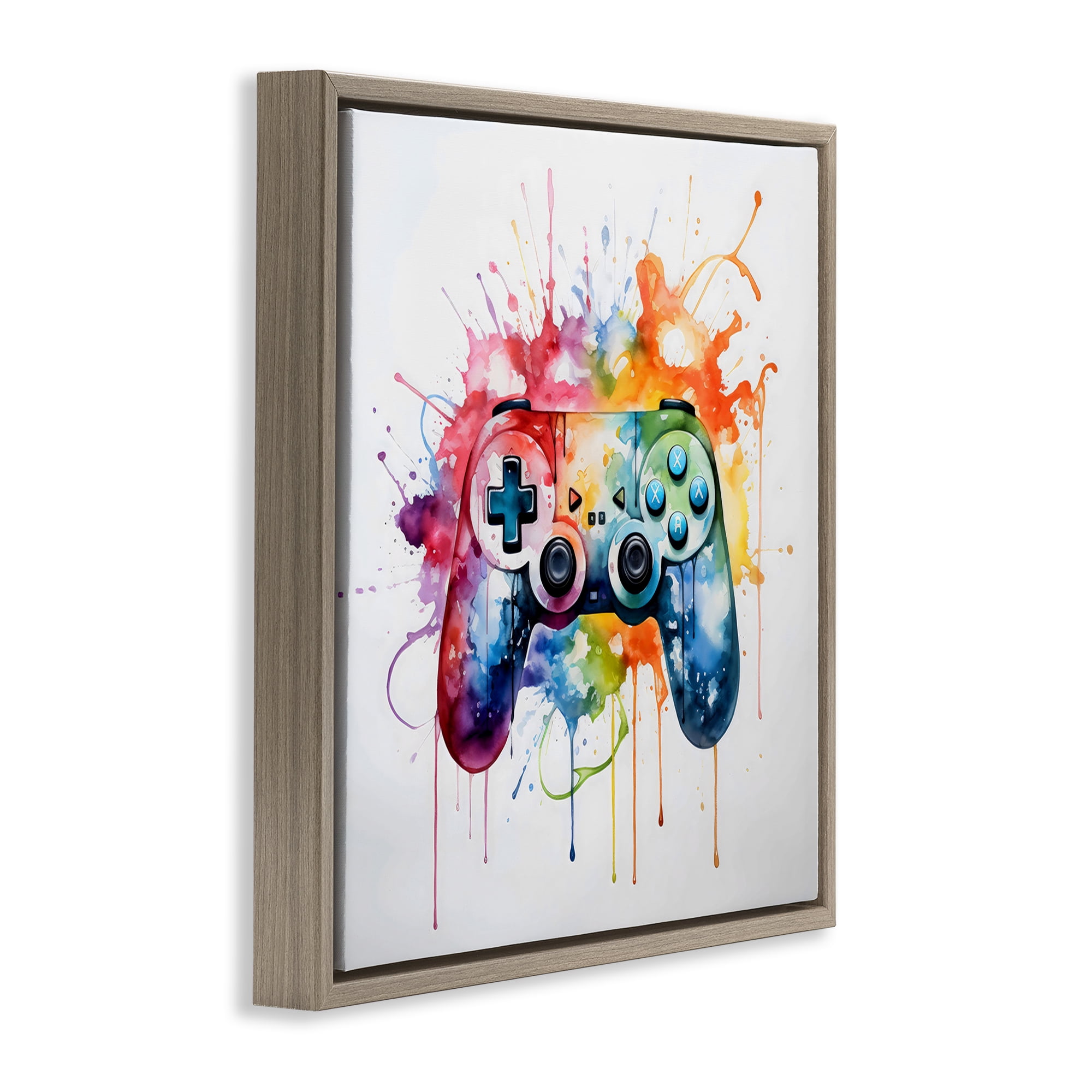 Stupell Industries Colors of Gaming Splatter Brown Framed Floater Canvas Wall Art, design by Creative Studio