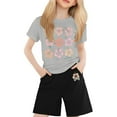 thumbnail image 1 of FhsagQ Ensembles pour Filles T-Shirt à Col Rond Imprimé à Manches Courtes pour Garçons et Filles Tenue de Printemps pour Fille Taille 8 Printemps Gris 8-9 Ans, 1 of 4