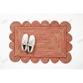 thumbnail image 3 of Rectangle Rug Natural Jute Rug Hand Braided Beige and Red Color Scalloped Area Rug, 3 of 5