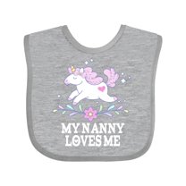 Inktastic My Nanny Loves Me Girl Unicorn Girls Baby Bib