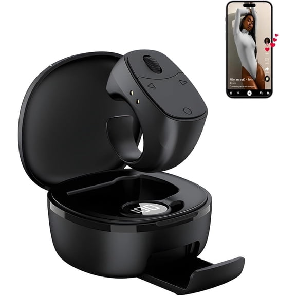 B-Qtech TikTok Scrolling Ring, Bluetooth Camera Remote Control, Wireless Bluetooth Scrolling Ring for iPhone, iPad, Ios, Android(Black)