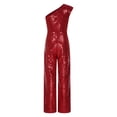 thumbnail image 2 of Kaerm Kids Girls Sparkle Sequin Gymnastics Dance Leotard One Shoulder Sleeveless One Piece Unitard Burgundy 8, 2 of 6
