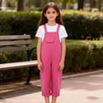 thumbnail image 3 of FAHXNVB Girls Ramper Solid Color Summer Jumpsuits with Pockets Kids One Piece Outfits Overalls 2-16 Years, 3 of 8