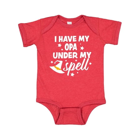 

Inktastic I Have My Opa Under My Spell with Cute Witch Hat Gift Baby Boy or Baby Girl Bodysuit