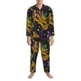 thumbnail image 3 of Salouo Mardi Gras Surface Print Button-Front Long Sleeve Pajama Set for Men, Soft 2Pjs Men's Long Sleeve Sleepwear-Large, 3 of 7