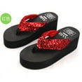thumbnail image 4 of EeaseMX Sandalias de plataforma con purpurina para mujer Sandalias de tanga brillantes Chanclas antideslizantes con tacón de cuña Talla 39 (plateado), 4 of 7