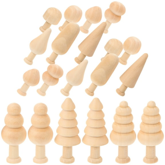 Worgeous 20Pcs Unfinished Wooden Tree Mini Wood Trees for DIY Crafts and Decorations