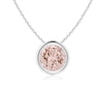 thumbnail image 1 of Angara Collier en Morganite Naturel - Pendentif Solitaire Rond en Morganite avec Lunette en Or Blanc 14K pour Femmes, 1 of 8
