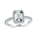 thumbnail image 5 of Bling Jewelry Womens Timeless 3CT Halo Emerald Cut Engagement Ring with CZ and Sterling Silver Band, 5 of 6