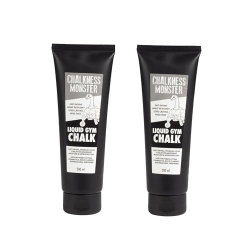 Chalkness Monster Liquid Gym Chalk - Mess-Free -2 Pack Premium Sweat Resistant Long Lasting Grip - Quick Dry Improved Hand Grip for Gymnastics, Rock Climbing, Powerlifting and More 200 mL Bottle