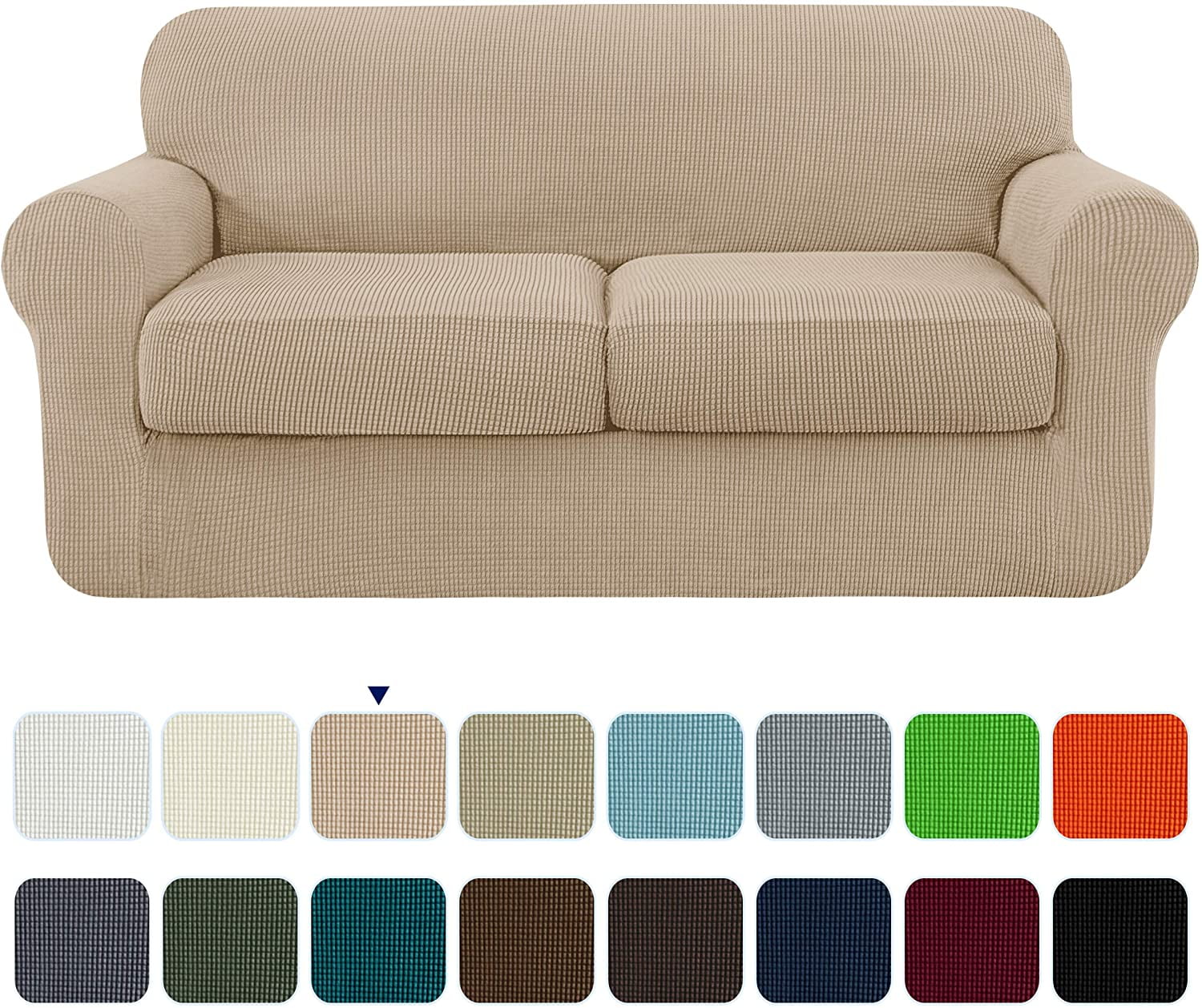 Subrtex 2Piece High Spandex Textured Grid Sofa Slipcover,Separate