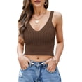 thumbnail image 1 of Mujeres Crop Tank Tops de punto con cuello en V acanalado chaleco corto Casual Tops Tomshoo Chaleco de mujer, 1 of 2