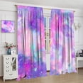 thumbnail image 4 of Galaxy Blackout Curtains Romantic Dreamy Pink Purple Art Print for Girls Bedroom Living Room Kitchen Decor Rod Pocket Window Drapes 2 Panels 84x84in, 4 of 6