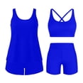 thumbnail image 3 of MGDXOX Women's 3 Piece Tankini Swimsuit Shorts Blouson Tank Tops with Bra and Boyshorts Athletic Swimwear Bathing Suit Blue L, 3 of 8