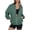 Green, variant on CUSTG Female Pullover Hoodless Long Sleeve Zip Up Solid Color Fleece Lined Pockets Autumn Winter Warm Sweatshirt Top