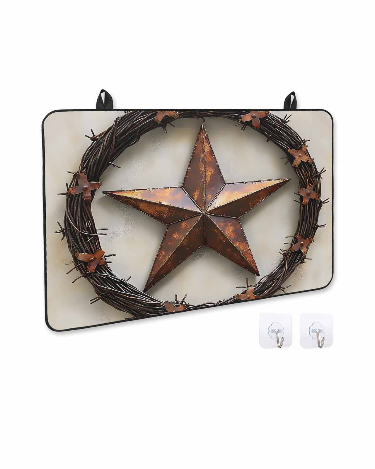 nqOlkjepod Large Induction Cooktop Protector Mat 24"x21", Western Star Brown Stove Top Covers for Electric Stove, Country Farmhouse Retro Texture Stove Burner Cover Mats, Glass Top Stove Cover