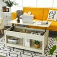 thumbnail image 4 of Gymax Lift Top Coffee Table w/ Hidden Storage Compartment & Lower Shelf Rustic Ivory, 4 of 10