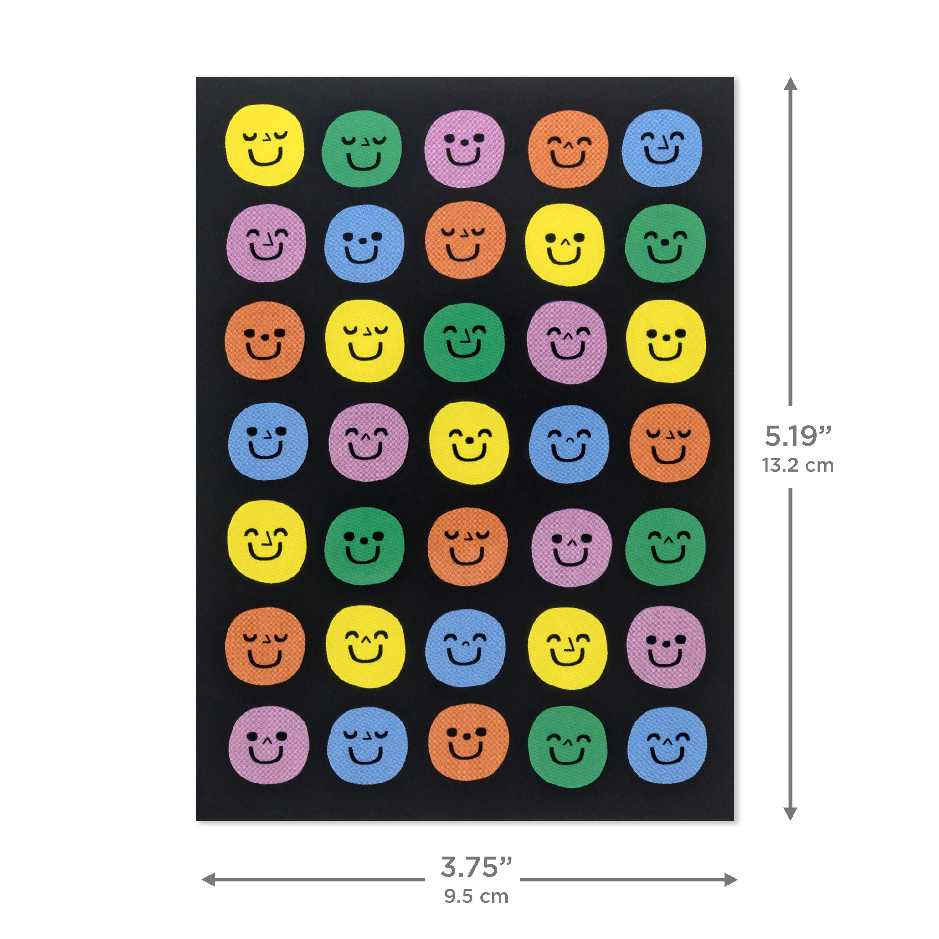 Hallmark Blank Notes (Smiley Faces on Black), Pack of 10