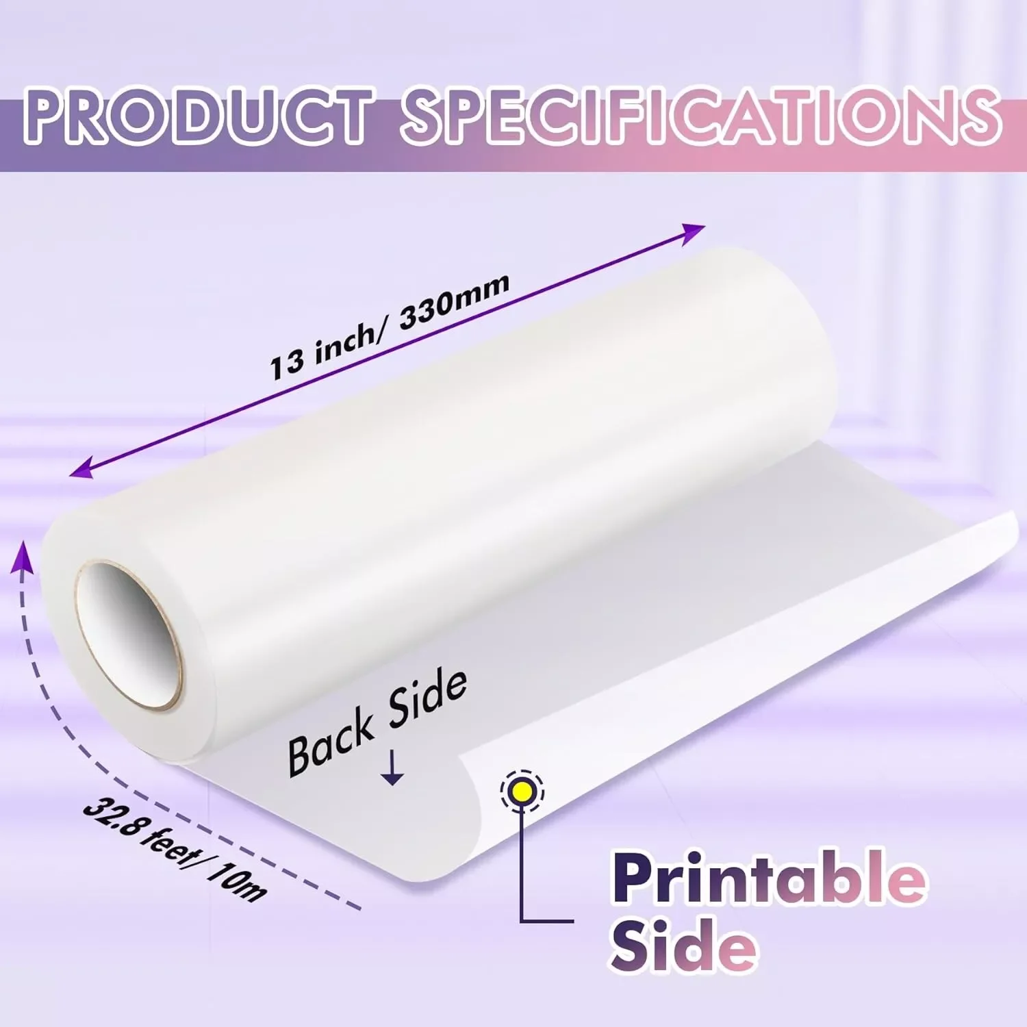 Koala Printable Vinyl Sticker Paper Roll for Inkjet Printers 13"X32.8 FT Glossy White Waterproof Sticker Paper for Printers Epson, Canon etc