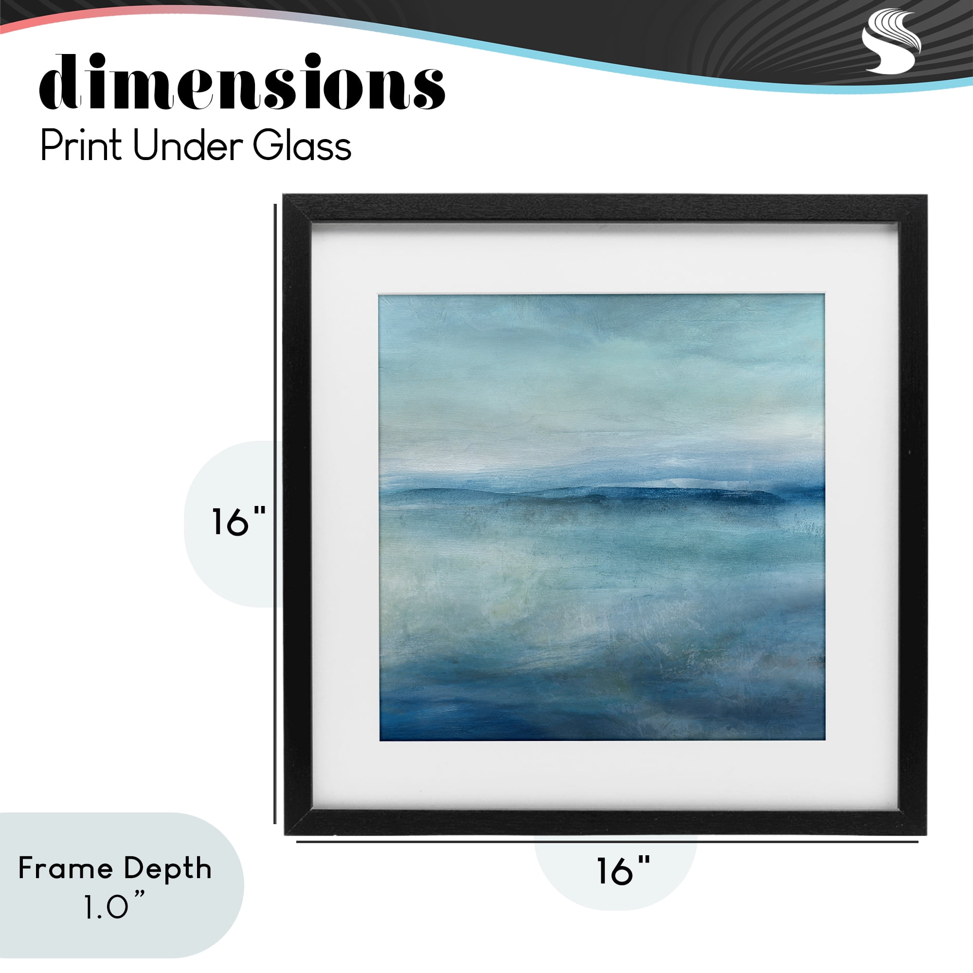Stupell Industries Misty Blue Coastal Horizon Black Framed Print Under Glass, design by Carol Robinson
