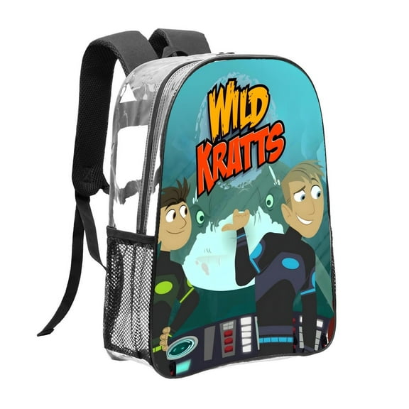 Wild Kratts-theme Clear Backpack Heavy Duty Transparent Bag See Through Bookbag for Work, Sport, College, Travel12.2“X16.9"(31X43cm)