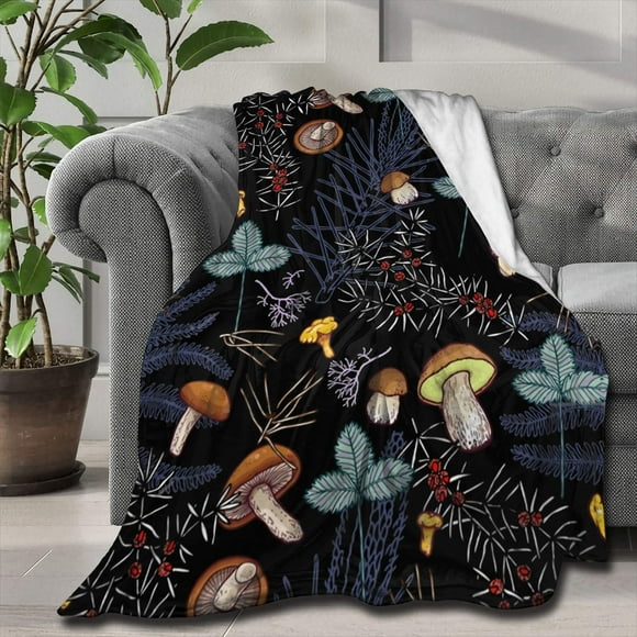 ARTIEMASTER Dark Wild Forest Mushrooms Customized Blanket Soft and Lightweight Flannel Throw Suitable for Use in Bed, Living Room and Travel 80"x60" for Audlt