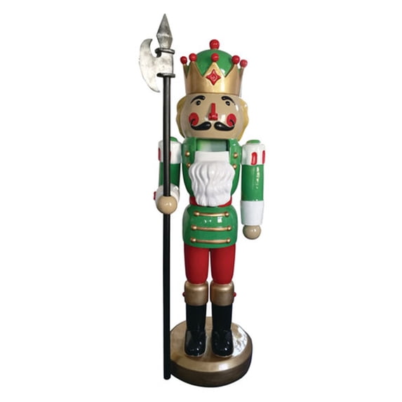 75.75" Green and Red Life Size Nutcracker with Pole Axe Christmas Decor