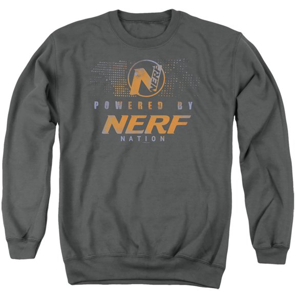 Nerf Powered By Nerf Nation Adult Crewneck Sweatshirt Charcoal
