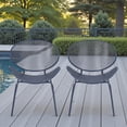thumbnail image 3 of Tcbosik 2 Pack Armless Patio Chair, Metal Side Chair, Lounge Chair for Balcony, Deck, Garden, Patio, Easy Assembly, Navy, 3 of 10