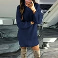 thumbnail image 2 of Arlun Women's Turtleneck Oversize Midi Pullover Sweater Dresses Solid Color Loose Fit Ribbing Knit Knee Length Dress Long Sleeve Simple Basic Fall Winter Clothes 2025 Blue L, 2 of 5