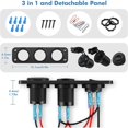 thumbnail image 5 of Panel de enchufe de cargador de coche USB QC3.0 de 12V con enchufe de encendedor de cigarrillos, voltímetro LED e interruptor basculante para barco de 12V/24V, SUV, camión, caravana marina Kuyhfg Bienvenido a Kuyhfg, 5 of 5