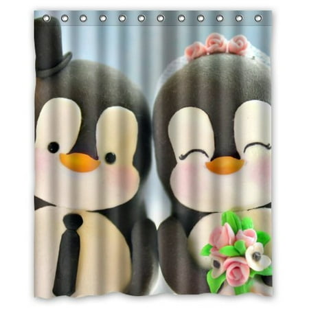 Penguin Curtain - HelloDecor Animals Penguin Shower Curtain Polyester Fabric Bathroom Decorative Curtain Size 60x72 Inches