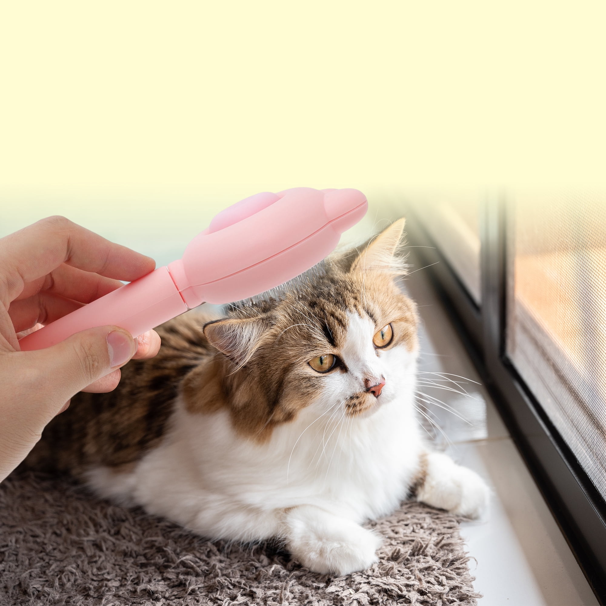 Unique Bargains Pet Brush for Cats and Dogs for Deshedding Pink 7.68 in