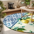 thumbnail image 3 of Small Round Rug 3Ft, Lemon Non-Slip Washable Circle Rugs Carpet, Summer Green Botanical Blue and White Porcelain Indoor Outdoor Rug Floor Mats Throw Runner for Bedroom Living Room Bathroom, 3 of 8