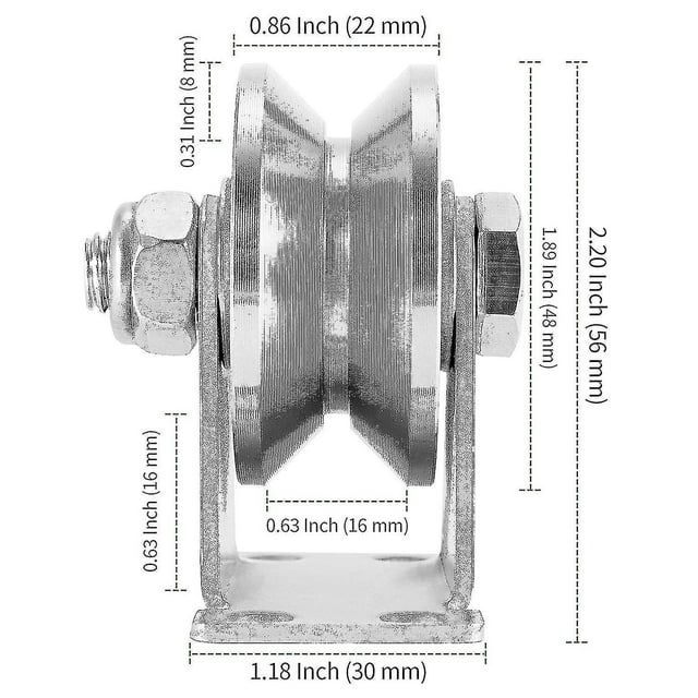2 Packs 2 Inches Groove Wheel Pulley, 304 Stainless Steel V-groove Track Wheel, Heavy Duty V-type Groove Wheel, Max Load-bearing Capacity 440 Lbs--