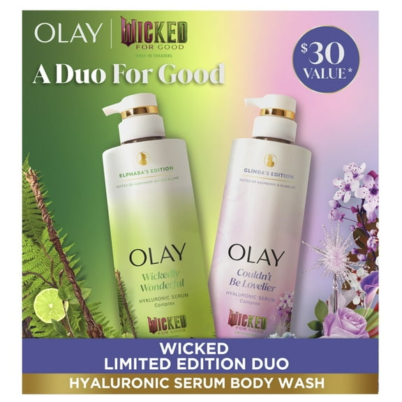 Olay Wicked Holiday Gift Pack: Enchanting Duo of Hydrating Body Washes - Glinda & Elphaba Serum Body Wash Editions (20Oz Each)