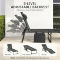 thumbnail image 4 of Chaise Lounge Chair Outdoor, 5-Position Adjustable Sun Tanning Chair with Carrying Handle and Side Pocket, Folding Bed Cot with Removable Pillow for Garden, Beach, Patio, Pool, Camp, Black, 4 of 18