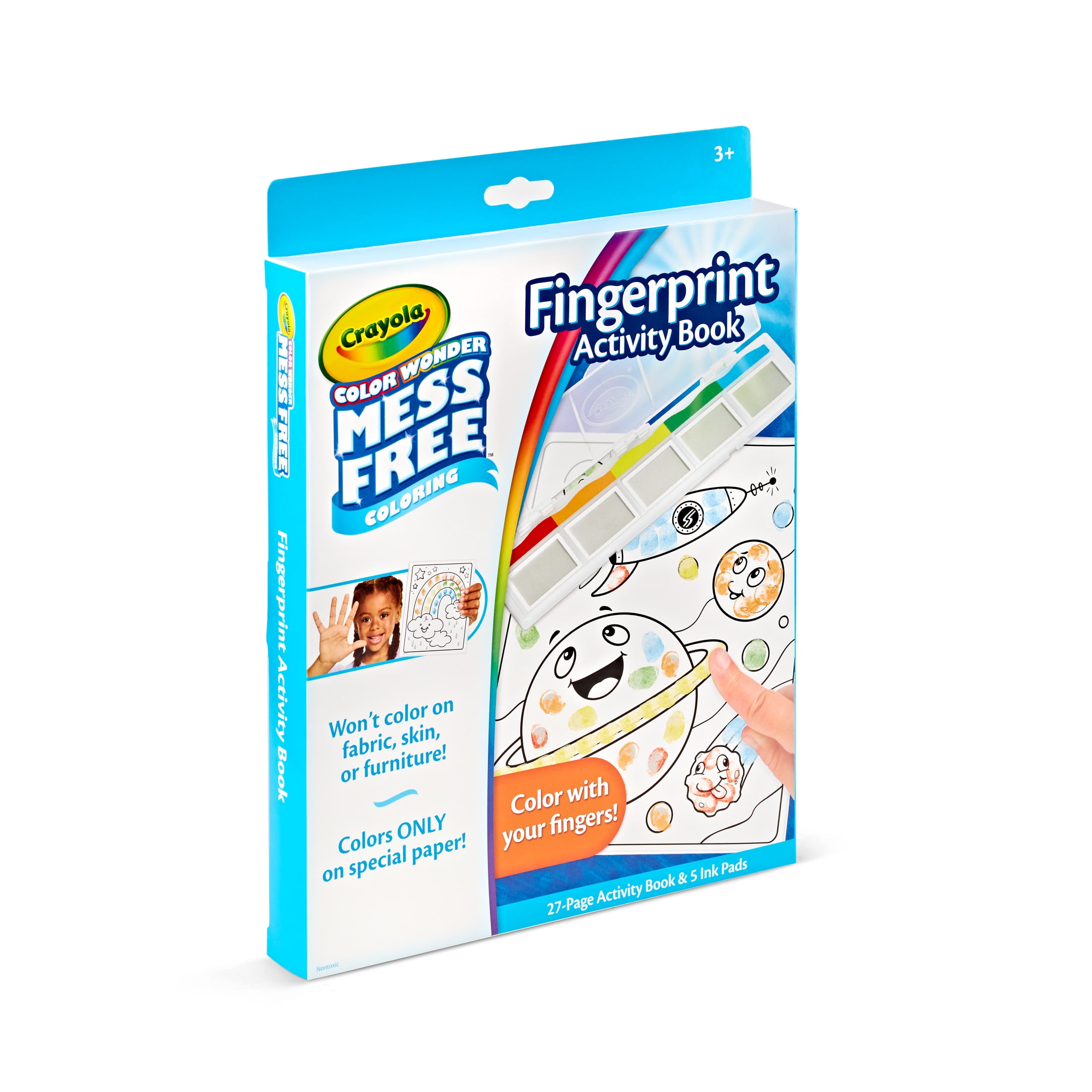 Crayola Color Wonder Mess Free Fingerprint Activity Book, 27 Pgs, Toddler Art Supplies, Coloring Book, Travel Activity, Gift, Ages 3+