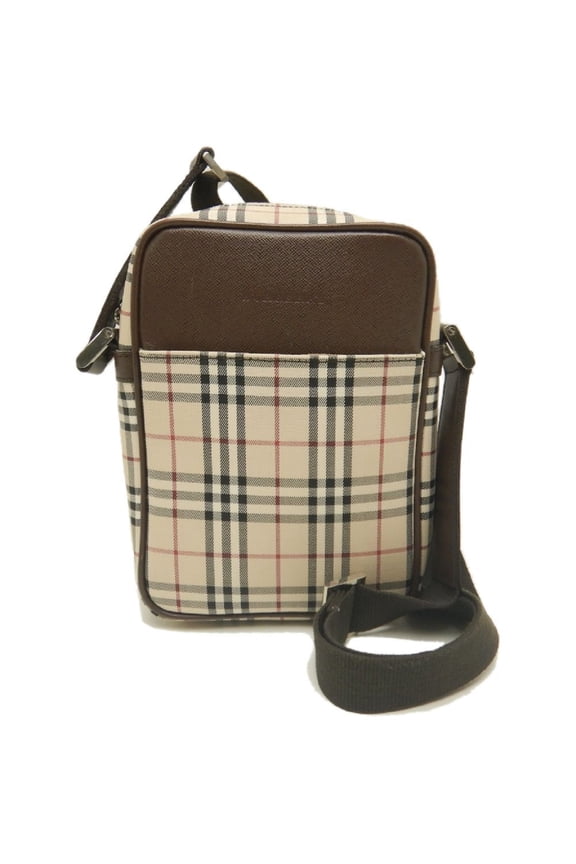 Pre-Owned BURBERRY Shoulder Bag, Canvas x Leather, Nova Check Pattern, Brown, Women's, 253899