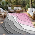 thumbnail image 2 of 3' x 5' Outdoor Rug, Pink Grey Ombre Outdoor Washable Rug Large Floor Carpet, Modern Geometric Abstract Aesthetics Cream Non Shedding Area Rug for Outside Patio RV Porch Deck Balcony Camping, 2 of 9