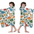 thumbnail image 4 of White Colorful Dinosaurs Jungle Pattern Hooded Bath Towel，50"x30" for Ages 3 To 12 Kids, Quick Dry Lightweight Soft Microfiber Hood Beach Towel Cover Up for Kids, 4 of 7