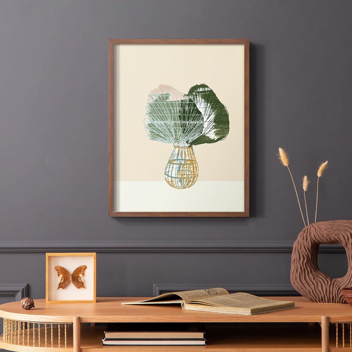 Woven Tropical Leaf II Framed Print - Solid Wood in Single Picture Frame Solid Wood 2 Framed Print