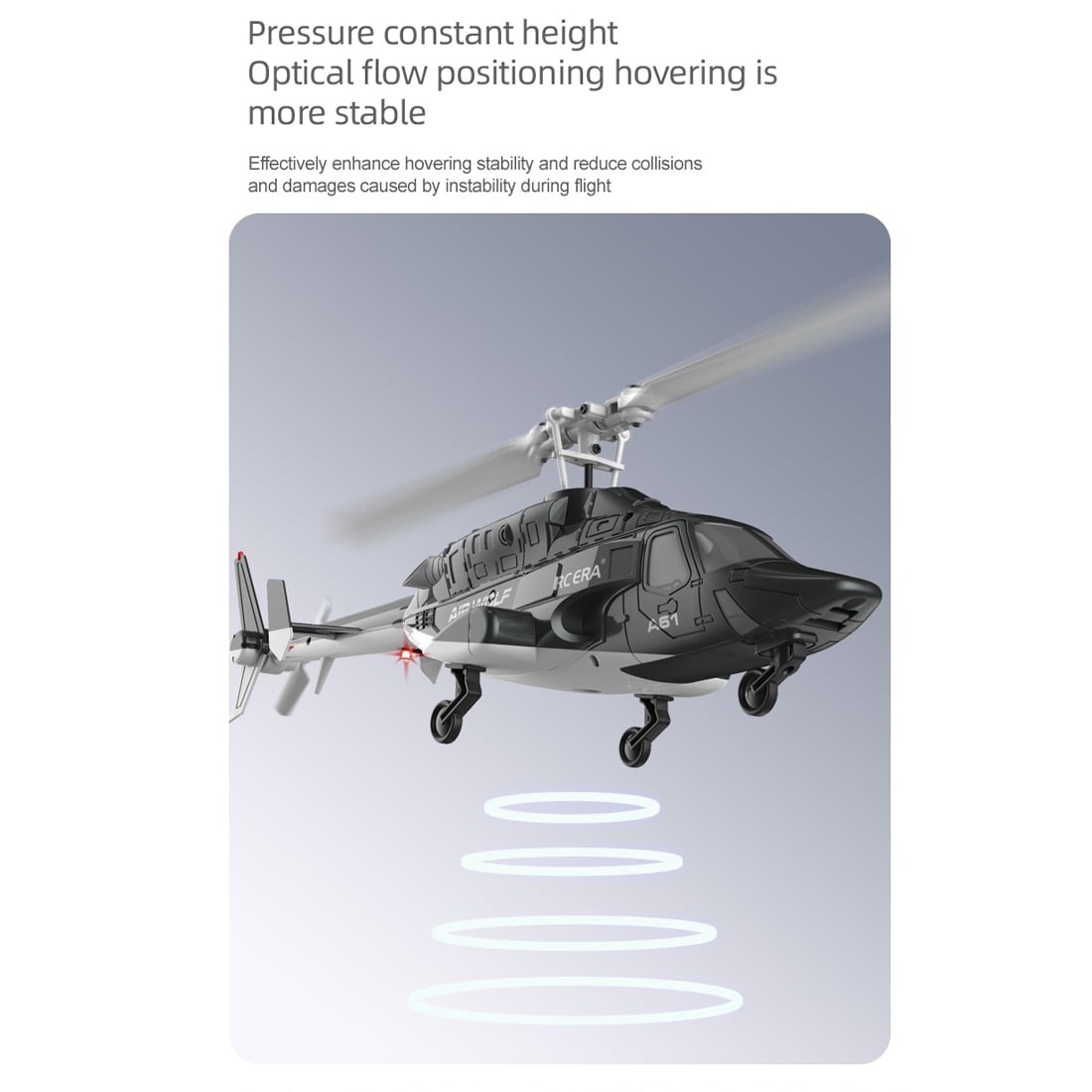 RC ERA A61 RC Helicopter for Adults, 1/52 Scale 2.4G 4CH Little Air-Wolf Remote Control Helicopter with One-Key Takeoff/Landing, Gift for Adults & Teens
