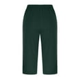 thumbnail image 6 of Cyglowse Plus Size Capris Sweats Womens Petite Wide Leg Pedal Pushers Pull on Athletic Yoga Crop Pants Lady Stretch Skimmer w/Pocket Army Green 2XL, 6 of 8