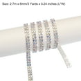 thumbnail image 2 of Uxcell 3 Yard 6mm 2 Row Crystal Rhinestone Diamond Close Chain Trim Trimming Claw Cup Chain Silver Colorful, 2 of 4